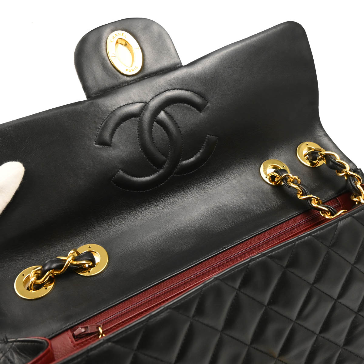 Chanel 1991-1994 Black Lambskin Maxi Classic Flap Shoulder Bag
