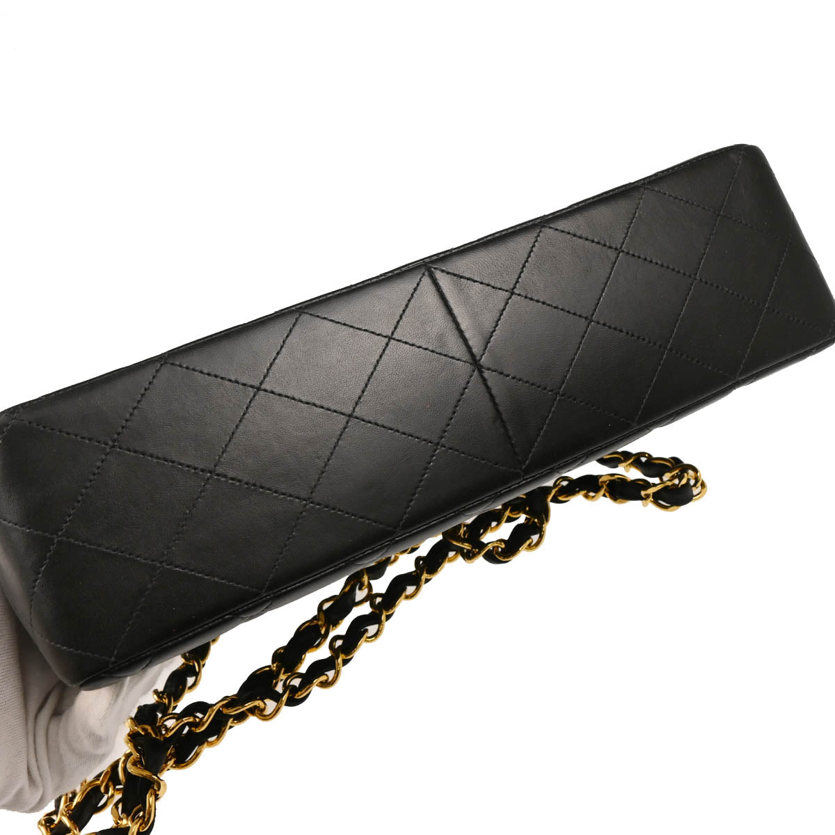 Chanel 2000-2001 Black Lambskin Jumbo Classic Flap Shoulder Bag