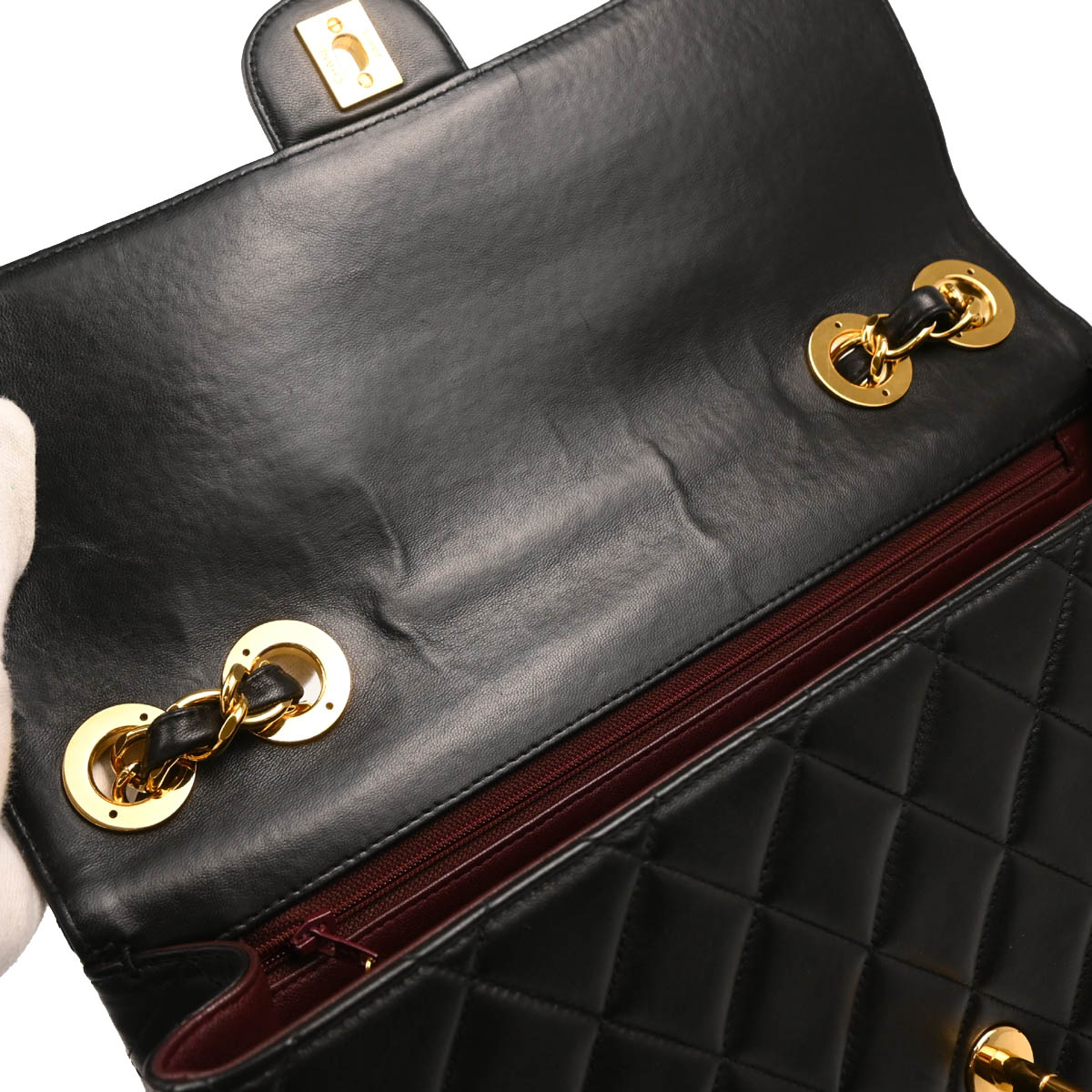 Chanel 2000-2001 Black Lambskin Jumbo Classic Flap Shoulder Bag