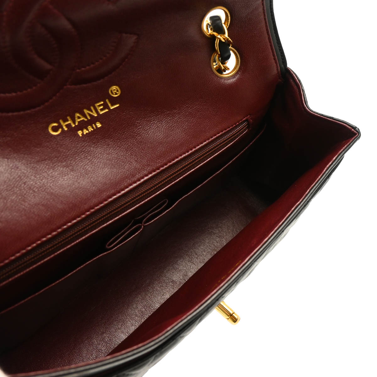 Chanel 1994-1996 Black Lambskin Paris Shoulder Bag