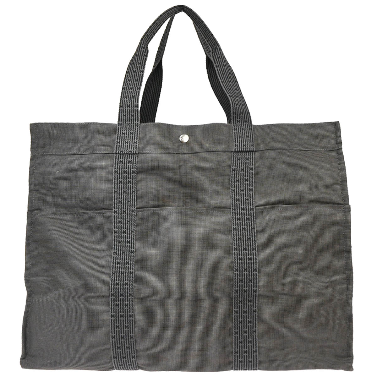 Hermes Gray Canvas Herline Tote TGM Handbag