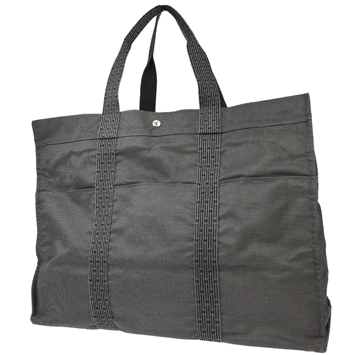 Hermes Gray Canvas Herline Tote TGM Handbag