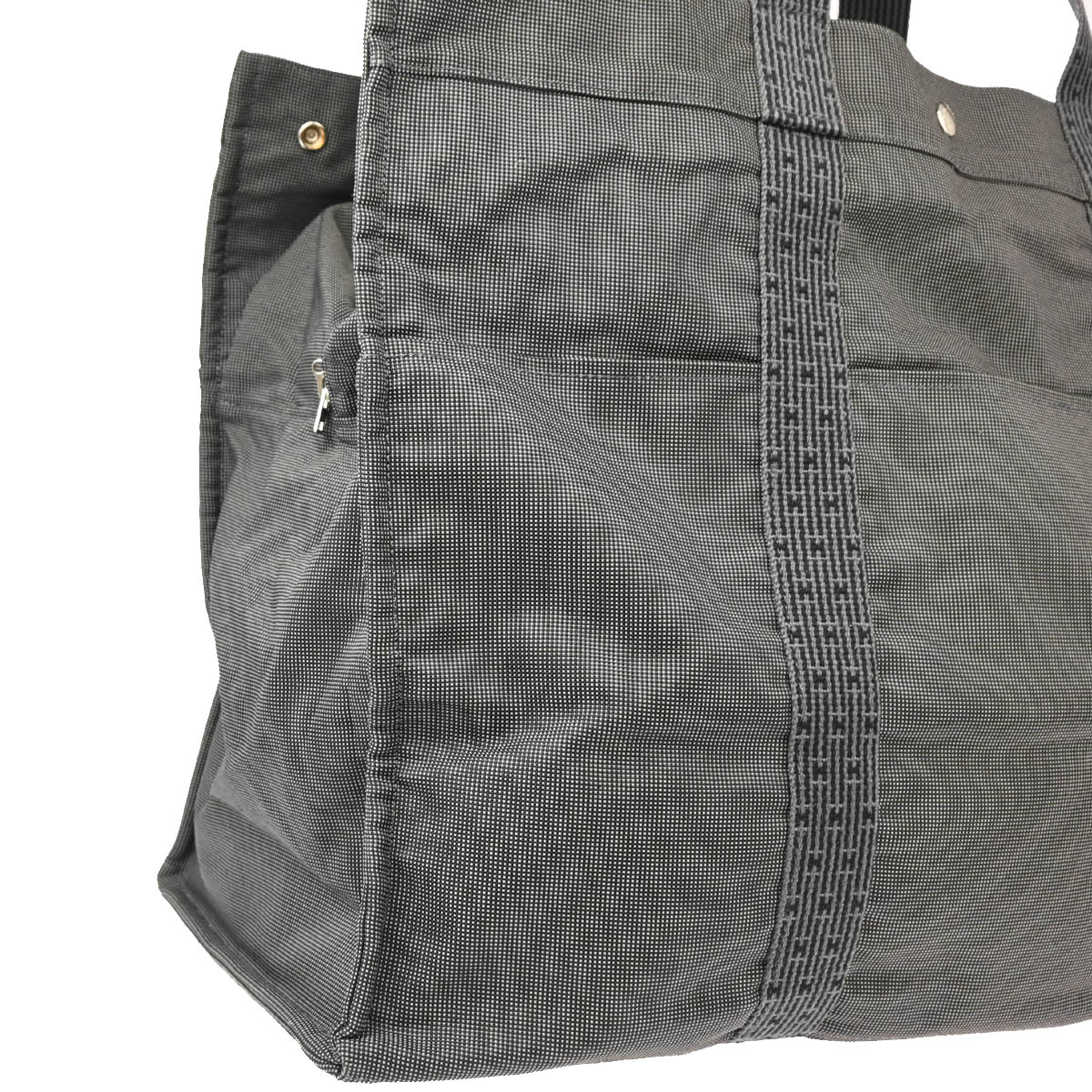 Hermes Gray Canvas Herline Tote TGM Handbag