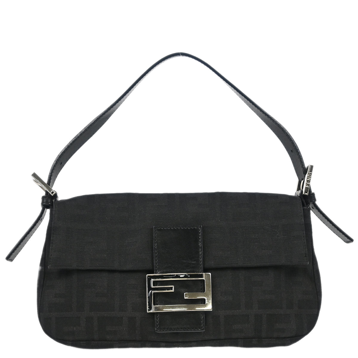 Fendi Black Zucca Baguette Handbag