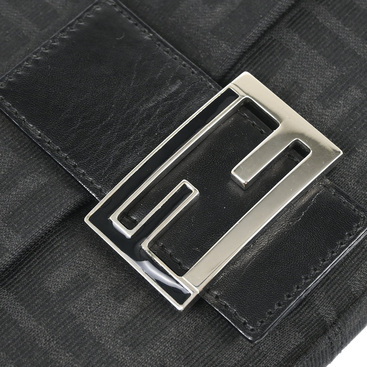 Fendi Black Zucca Baguette Handbag
