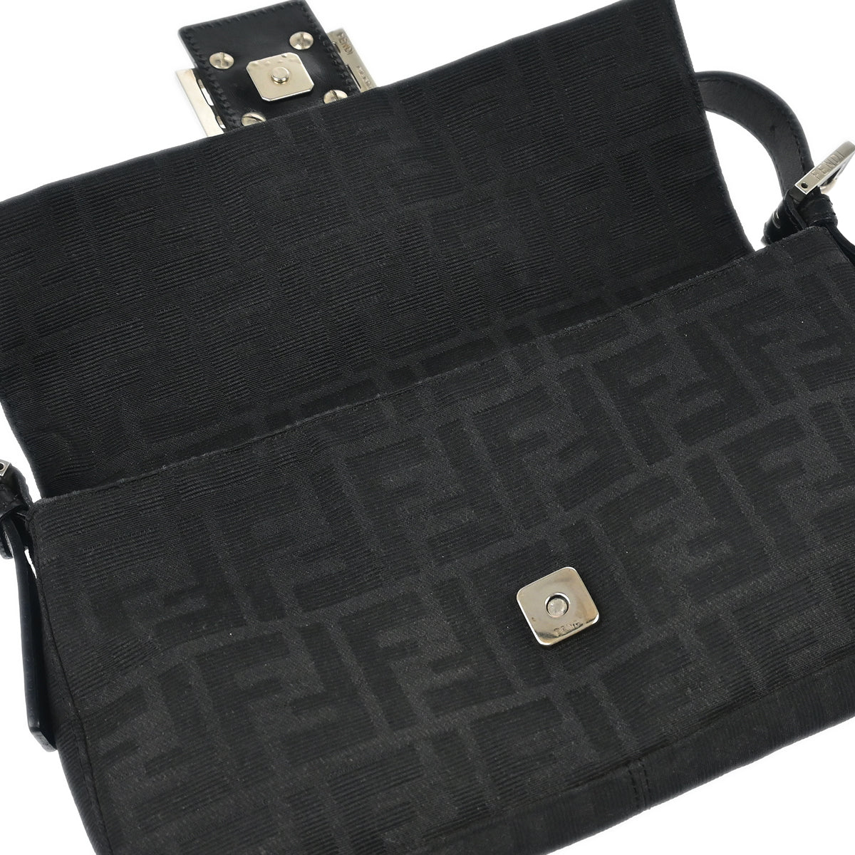Fendi Black Zucca Baguette Handbag