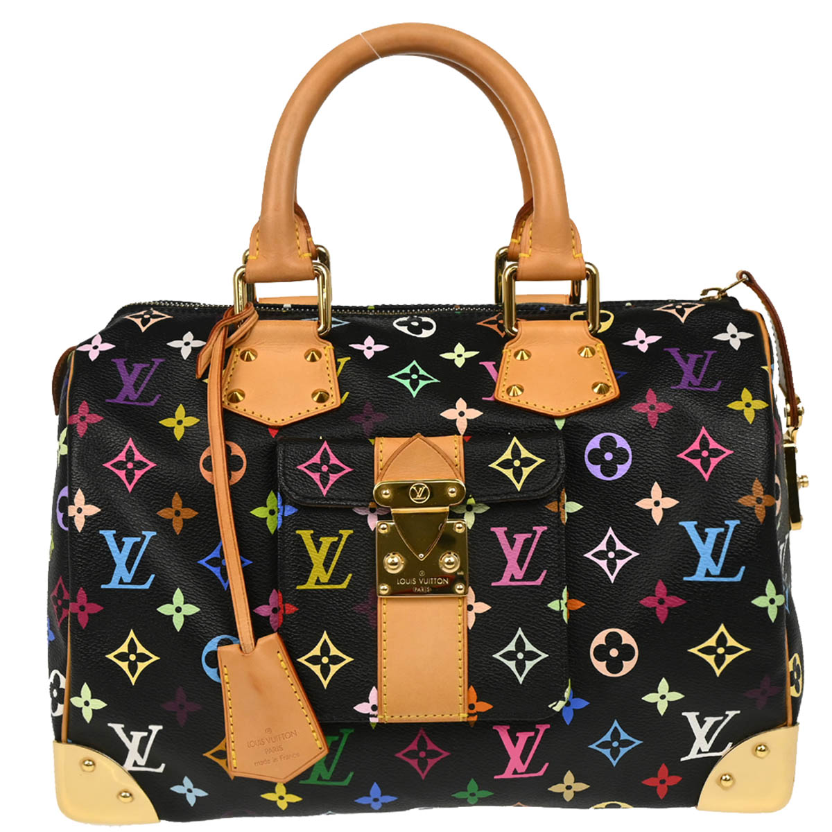 Louis Vuitton 2007 Black Monogram Multicolor Speedy 30 Handbag M92642