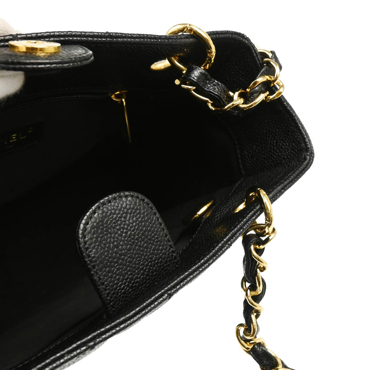 Chanel Black Caviar Petite Shopping Tote PST Chain Handbag