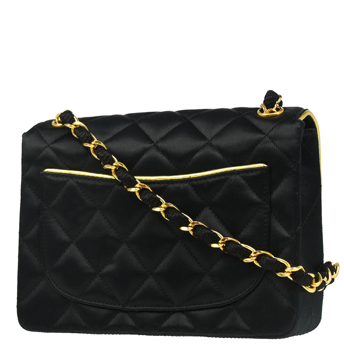 Chanel 1989-1991 Black Satin Mini Classic Square Flap Shoulder Bag 17