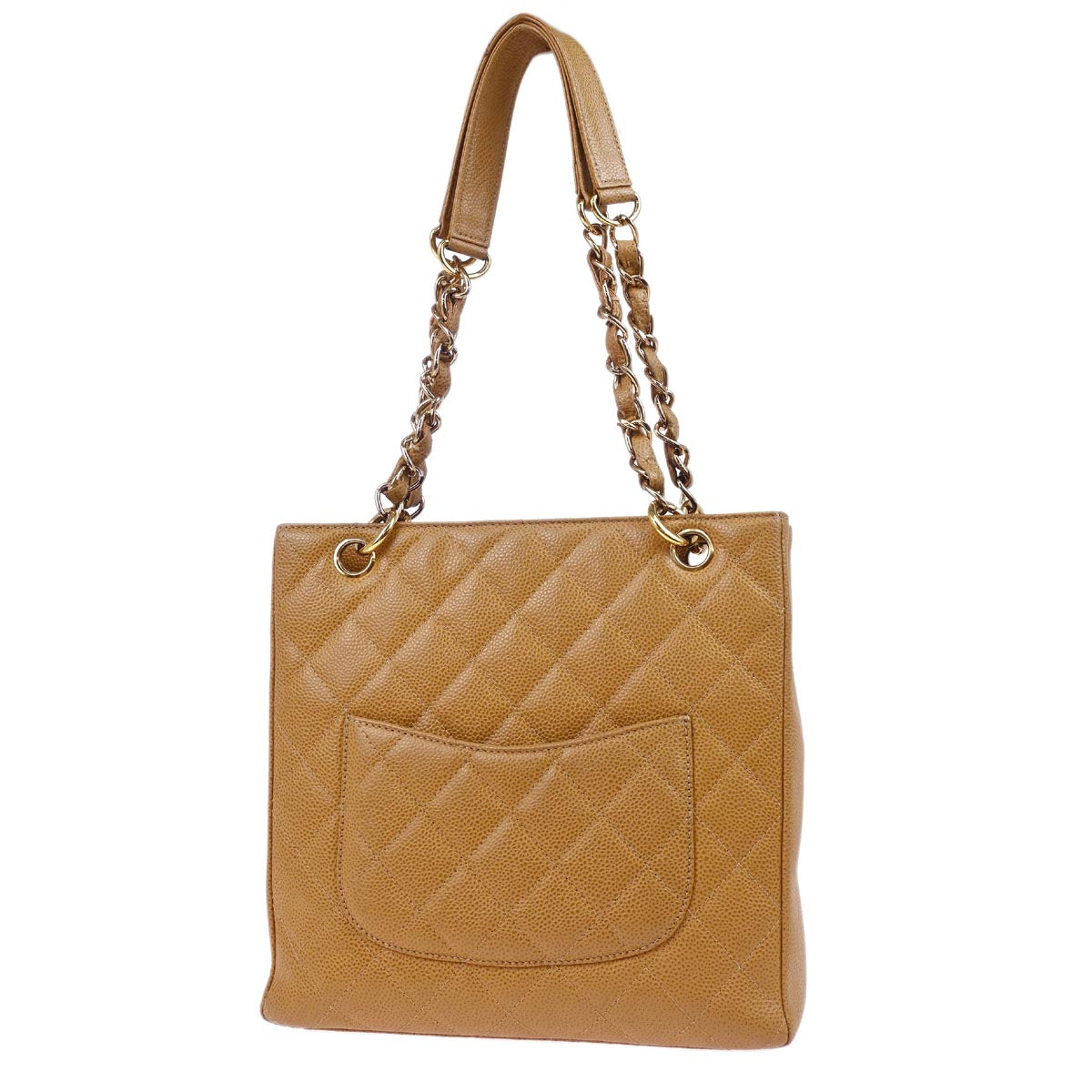 Chanel 2003-2004 Beige Caviar Petite Shopping Tote PST Chain Handbag
