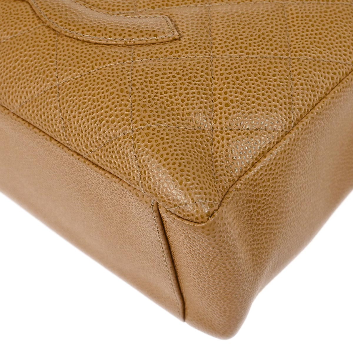 Chanel 2003-2004 Beige Caviar Petite Shopping Tote PST Chain Handbag