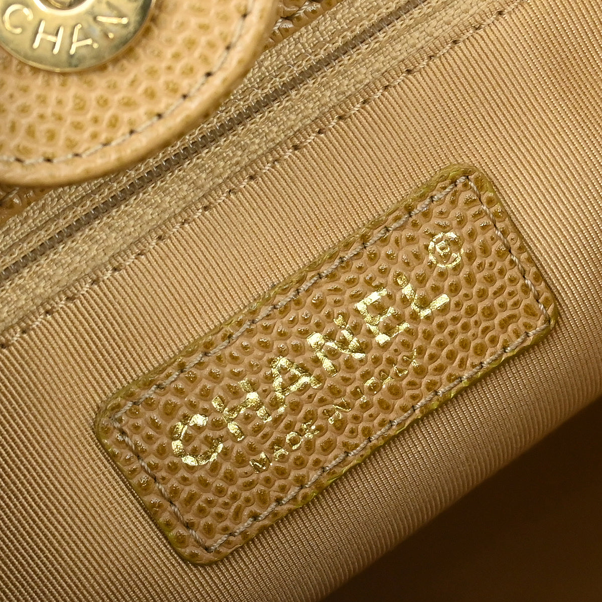 Chanel 2003-2004 Beige Caviar Petite Shopping Tote PST Chain Handbag
