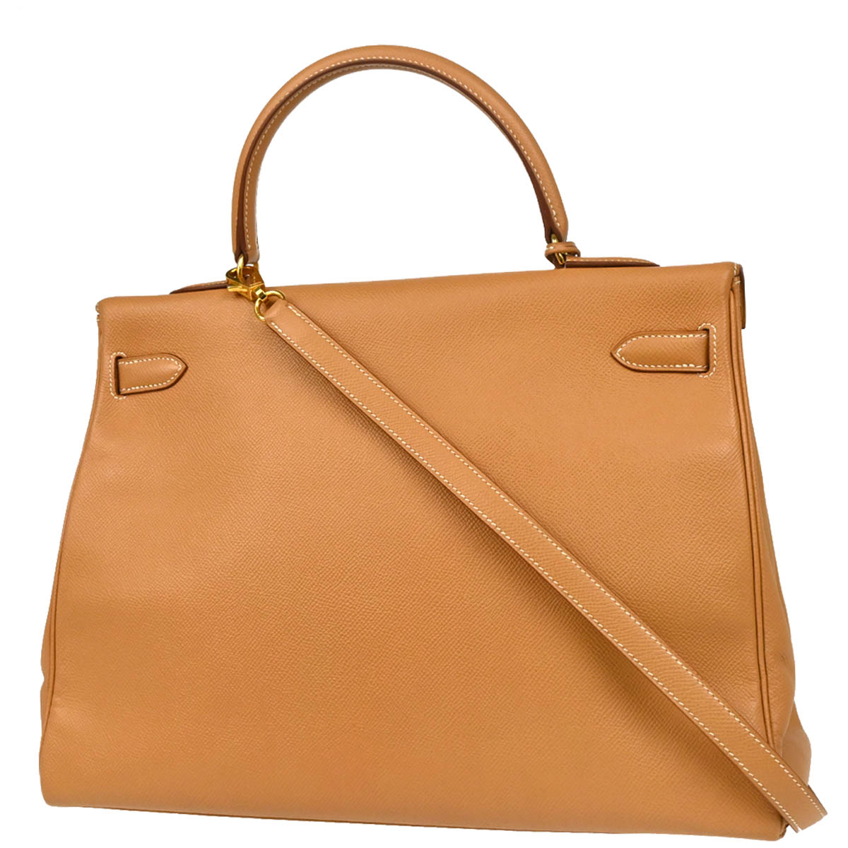 Hermes 1997 Natural Courchevel Kelly 35 Retourne 2way Shoulder Handbag