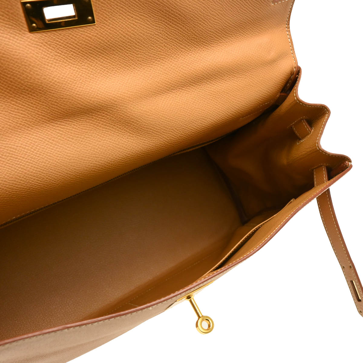 Hermes 1997 Natural Courchevel Kelly 35 Retourne 2way Shoulder Handbag