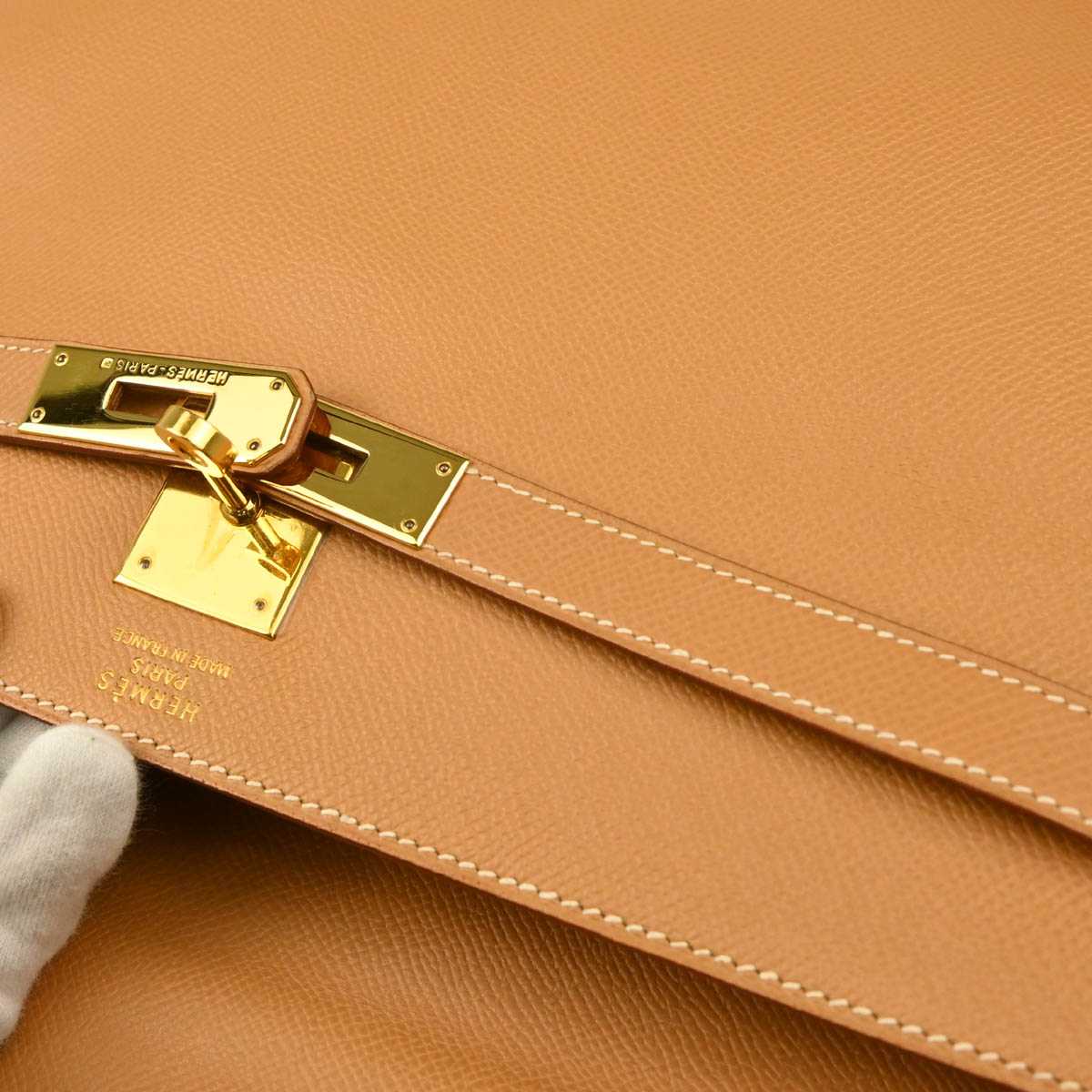 Hermes 1997 Natural Courchevel Kelly 35 Retourne 2way Shoulder Handbag