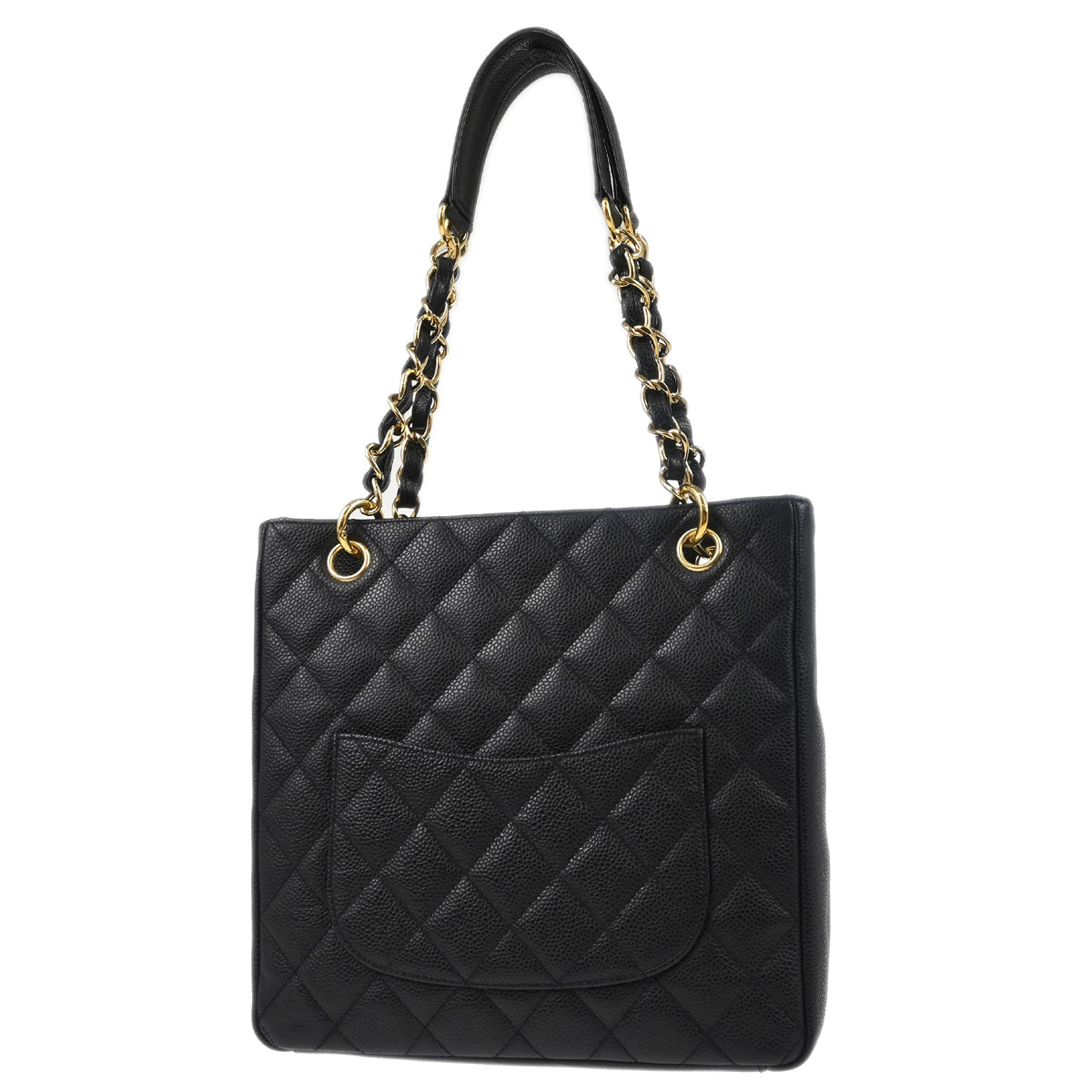 Chanel 2006-2008 Black Caviar Petite Shopping Tote PST Chain Handbag