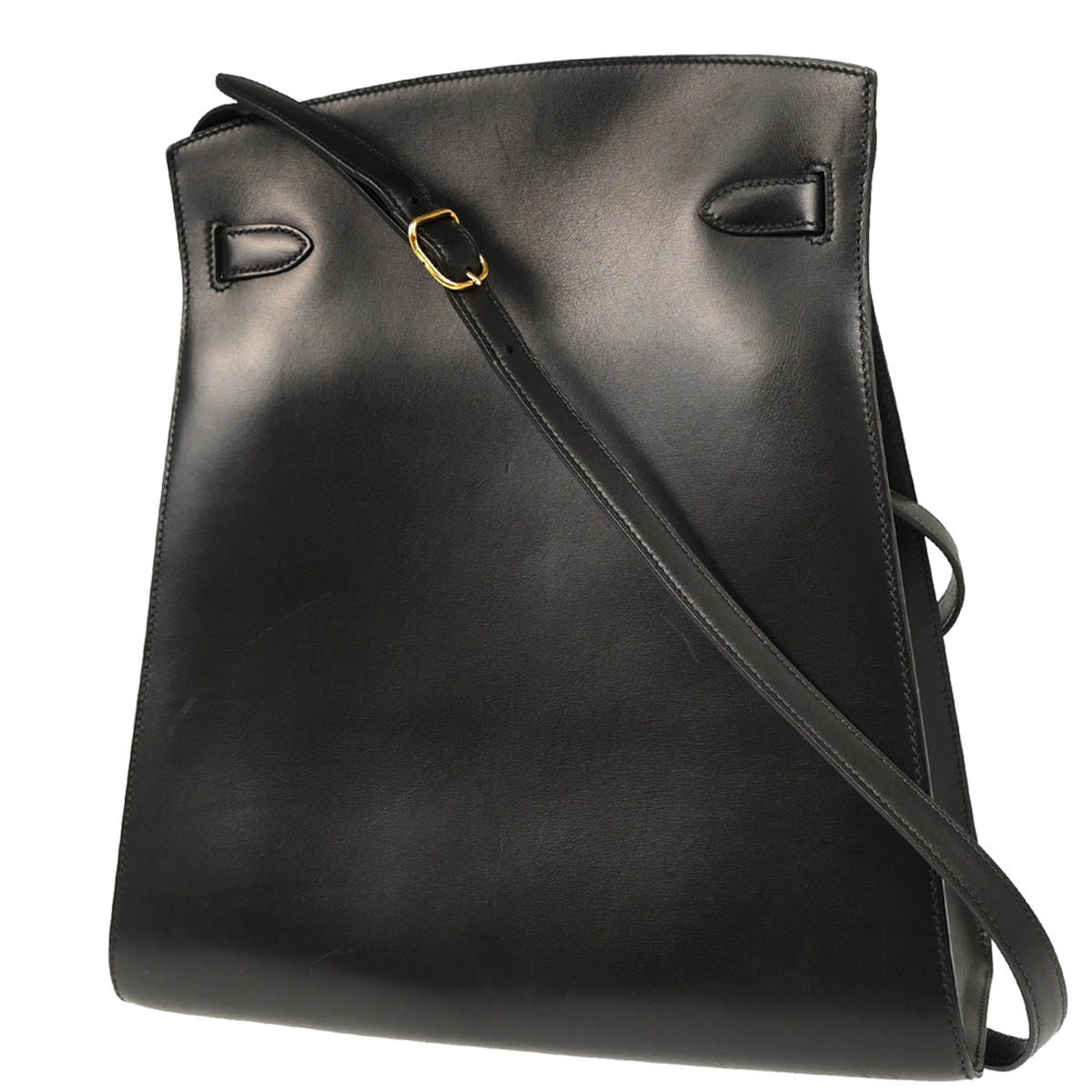 Hermes 1992 Black Box Calf Kelly Sport GM Shoulder Bag