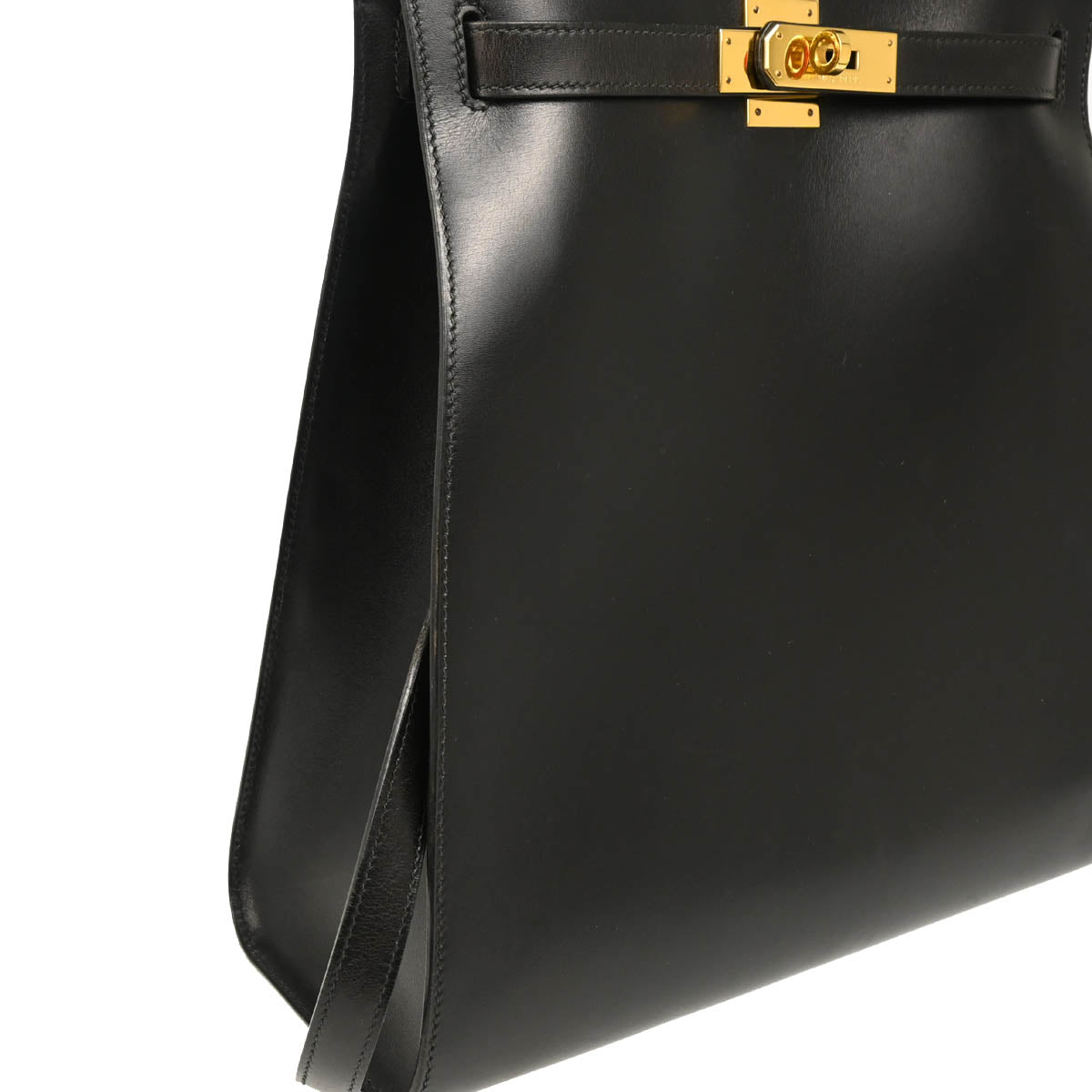 Hermes 1992 Black Box Calf Kelly Sport GM Shoulder Bag