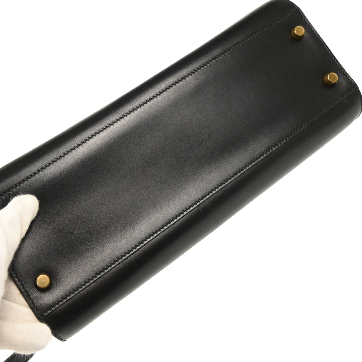 Hermes 1992 Black Box Calf Kelly Sport GM Shoulder Bag