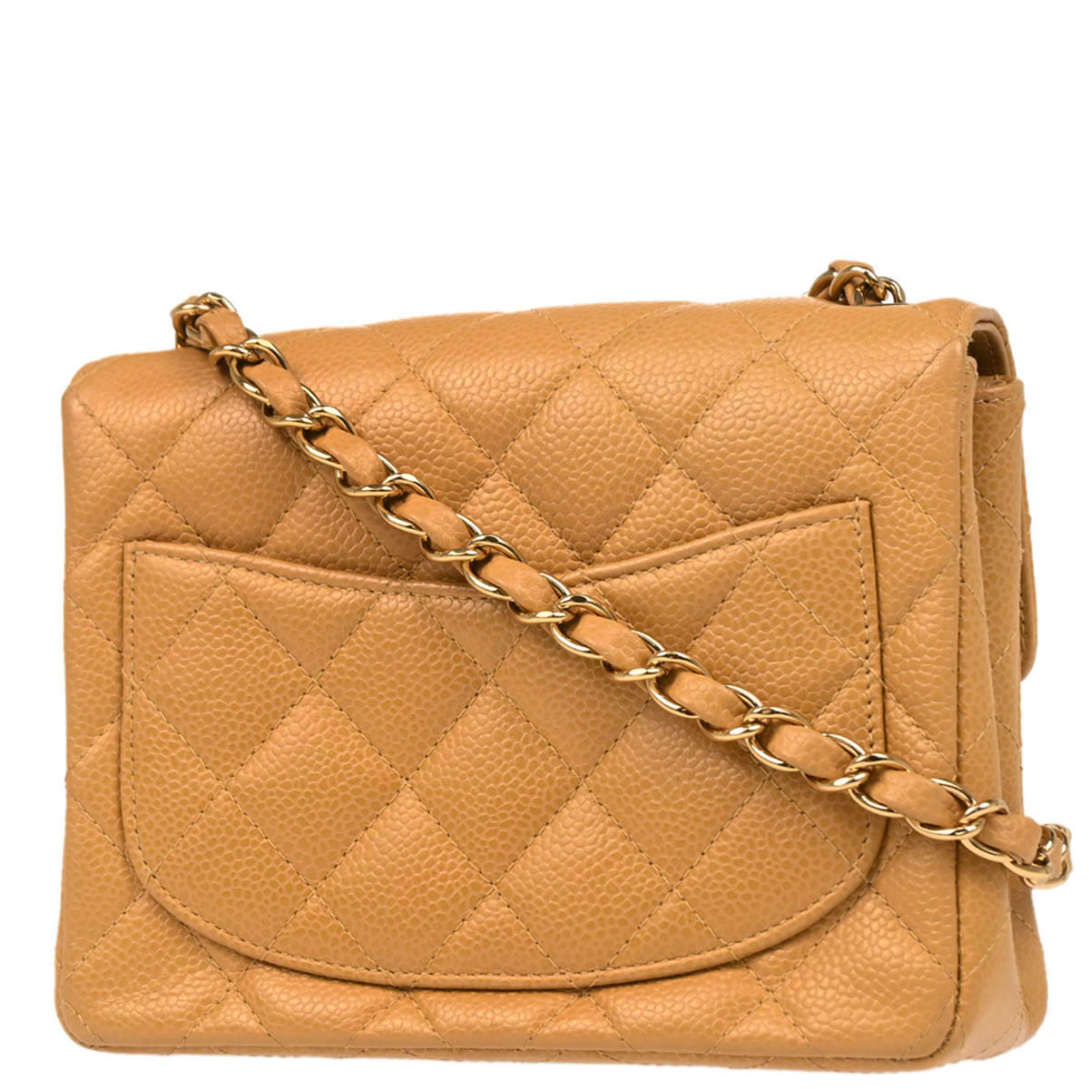 Chanel Beige Caviar Mini Classic Square Flap Shoulder Bag 17