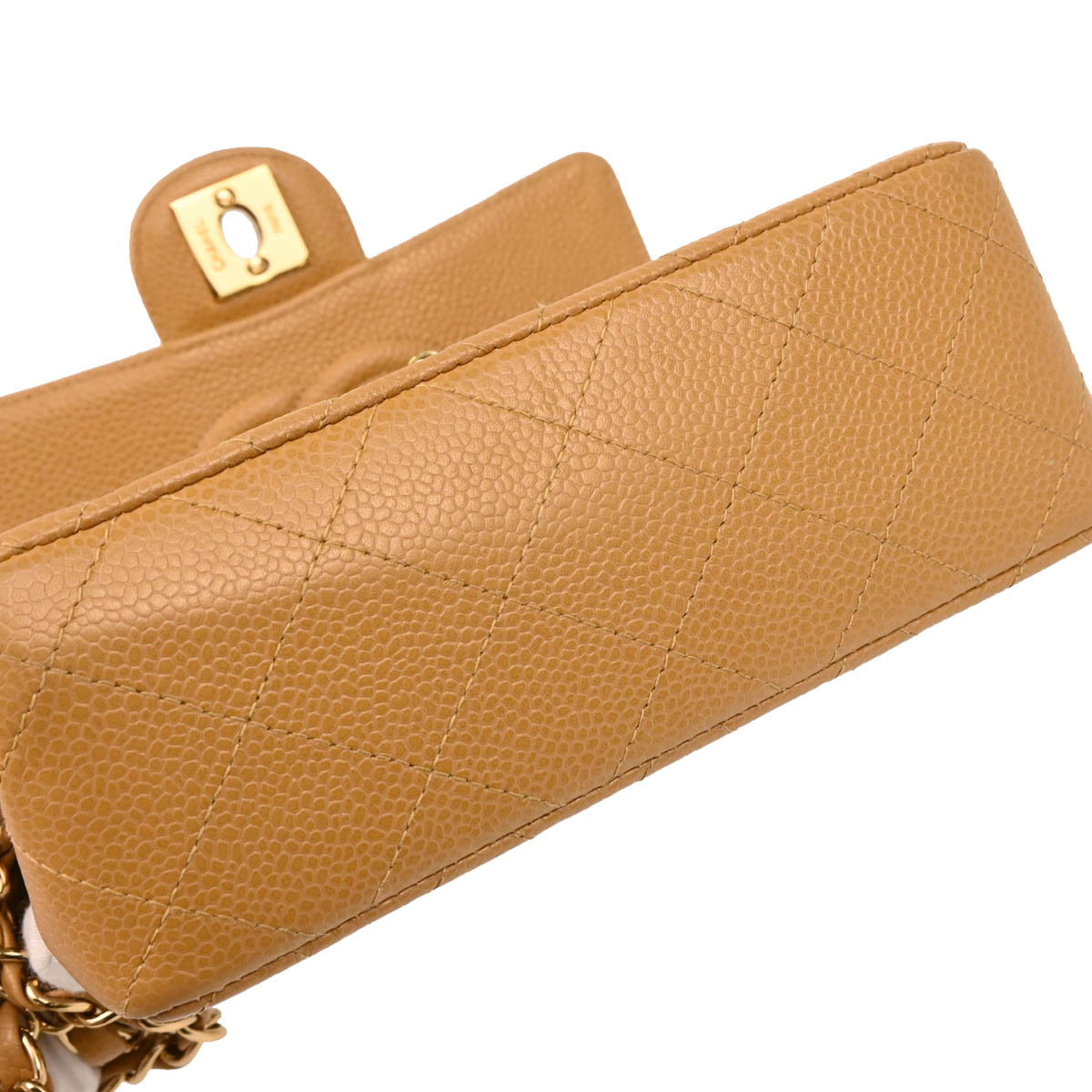 Chanel Beige Caviar Mini Classic Square Flap Shoulder Bag 17