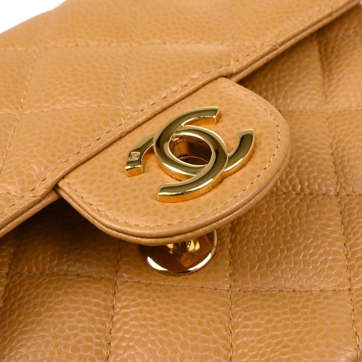 Chanel Beige Caviar Mini Classic Square Flap Shoulder Bag 17