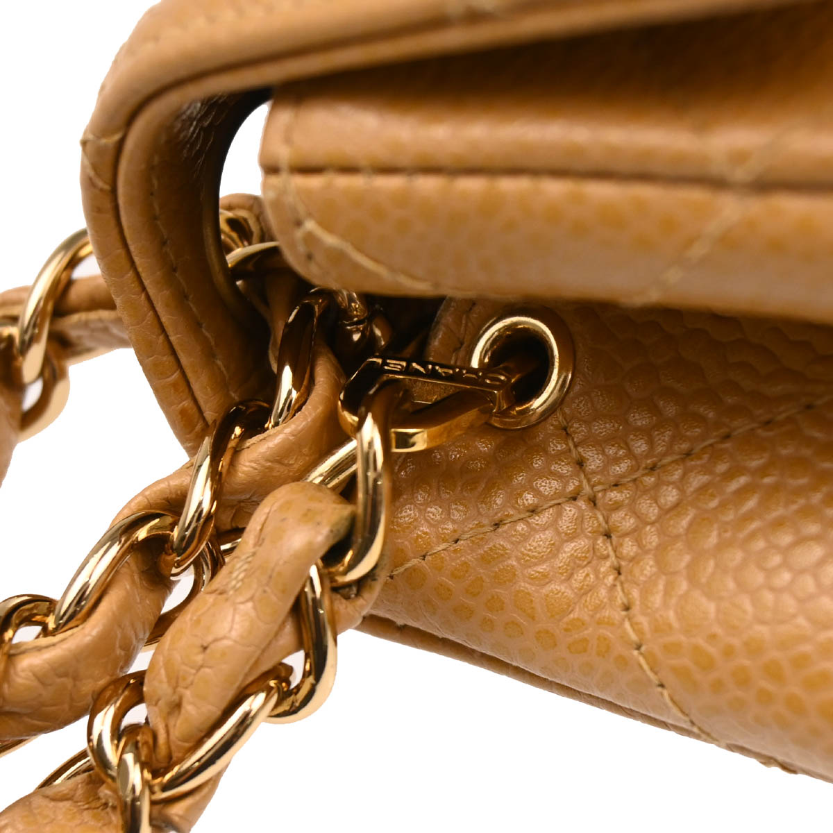 Chanel Beige Caviar Mini Classic Square Flap Shoulder Bag 17