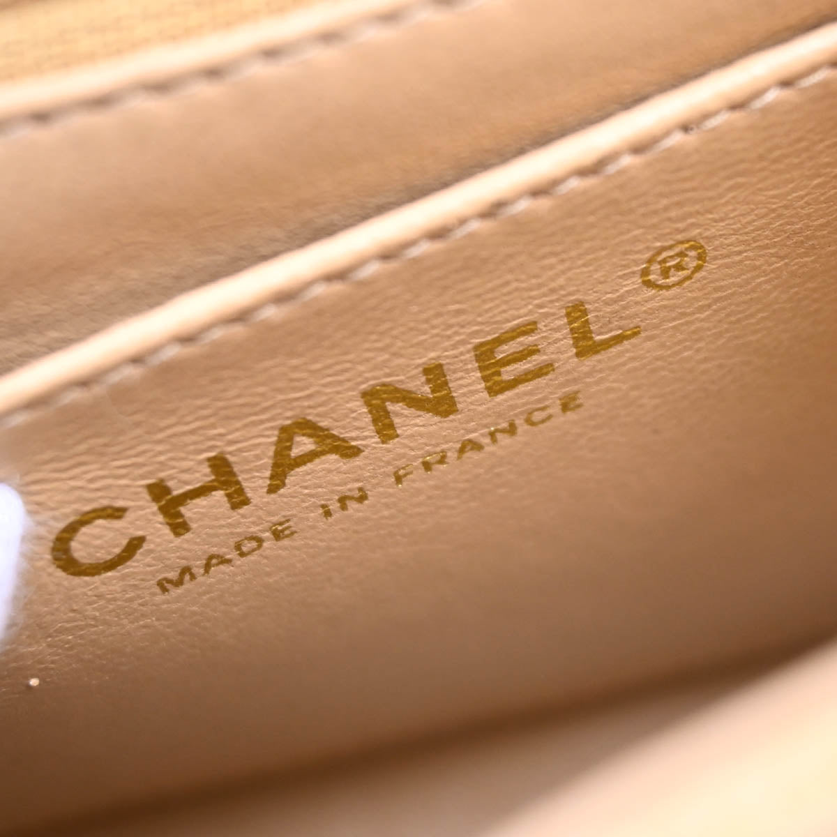 Chanel Beige Caviar Mini Classic Square Flap Shoulder Bag 17