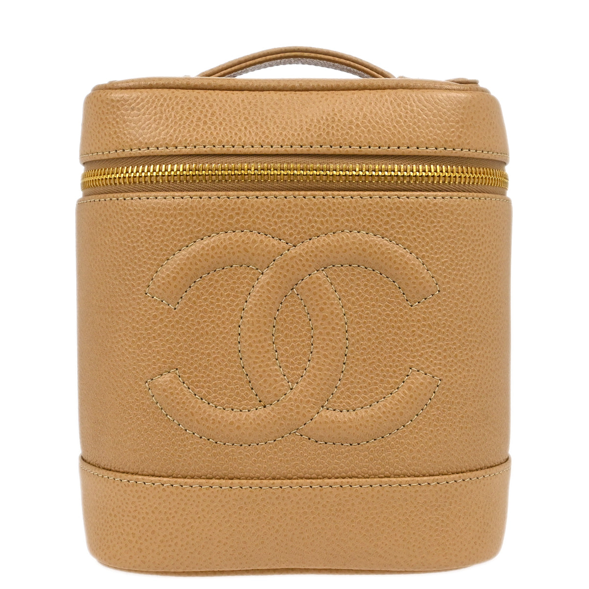Chanel 1997-1999 Beige Caviar Timeless Vanity Handbag