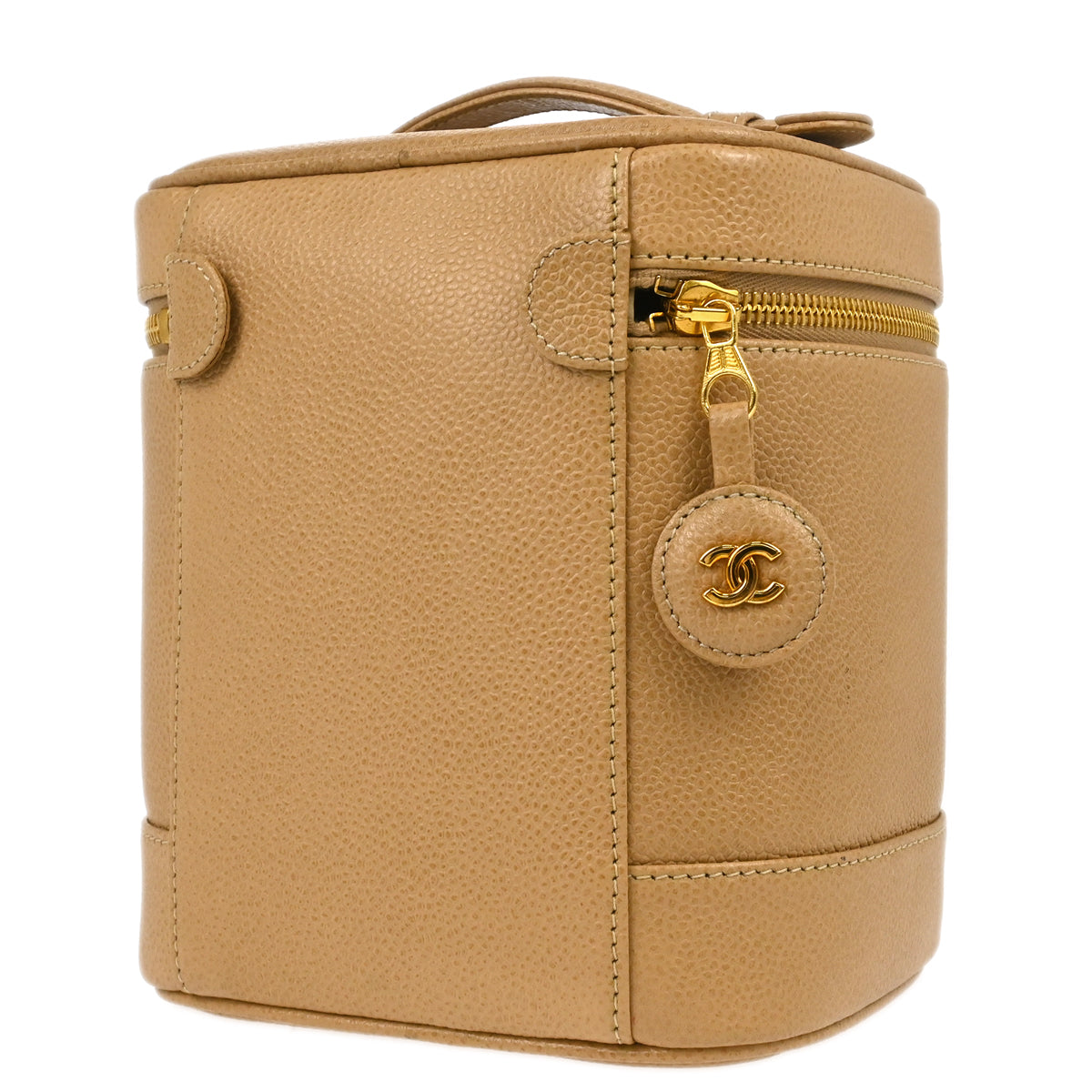 Chanel 1997-1999 Beige Caviar Timeless Vanity Handbag