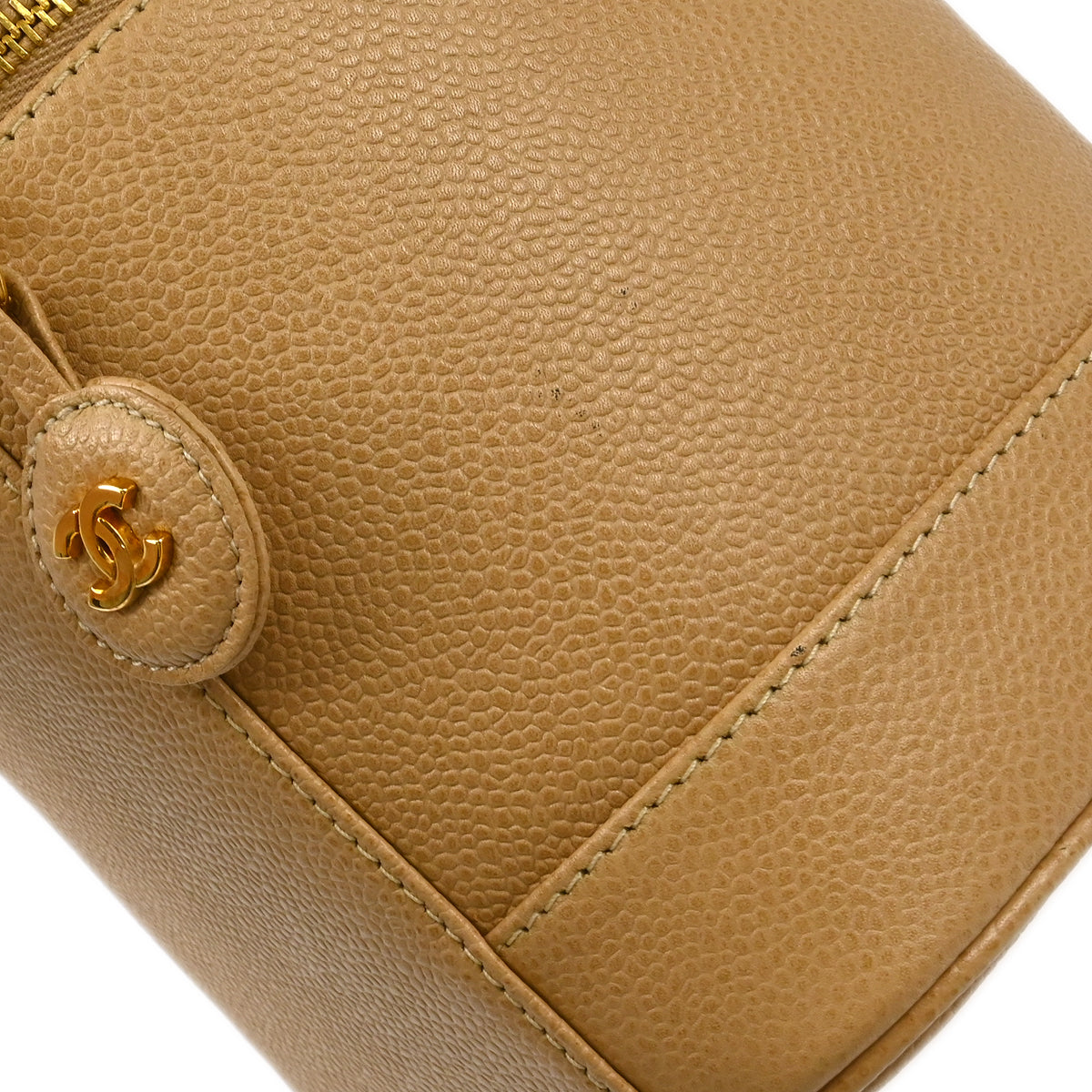 Chanel 1997-1999 Beige Caviar Timeless Vanity Handbag