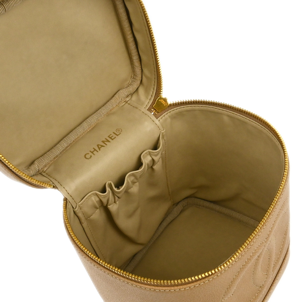 Chanel 1997-1999 Beige Caviar Timeless Vanity Handbag