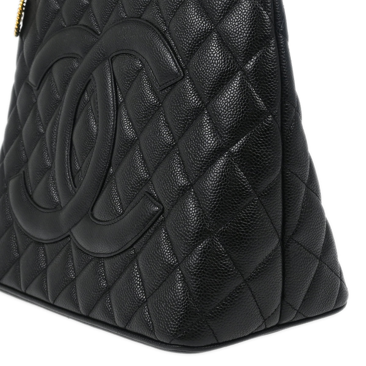 Chanel Black Caviar Medallion Tote Handbag