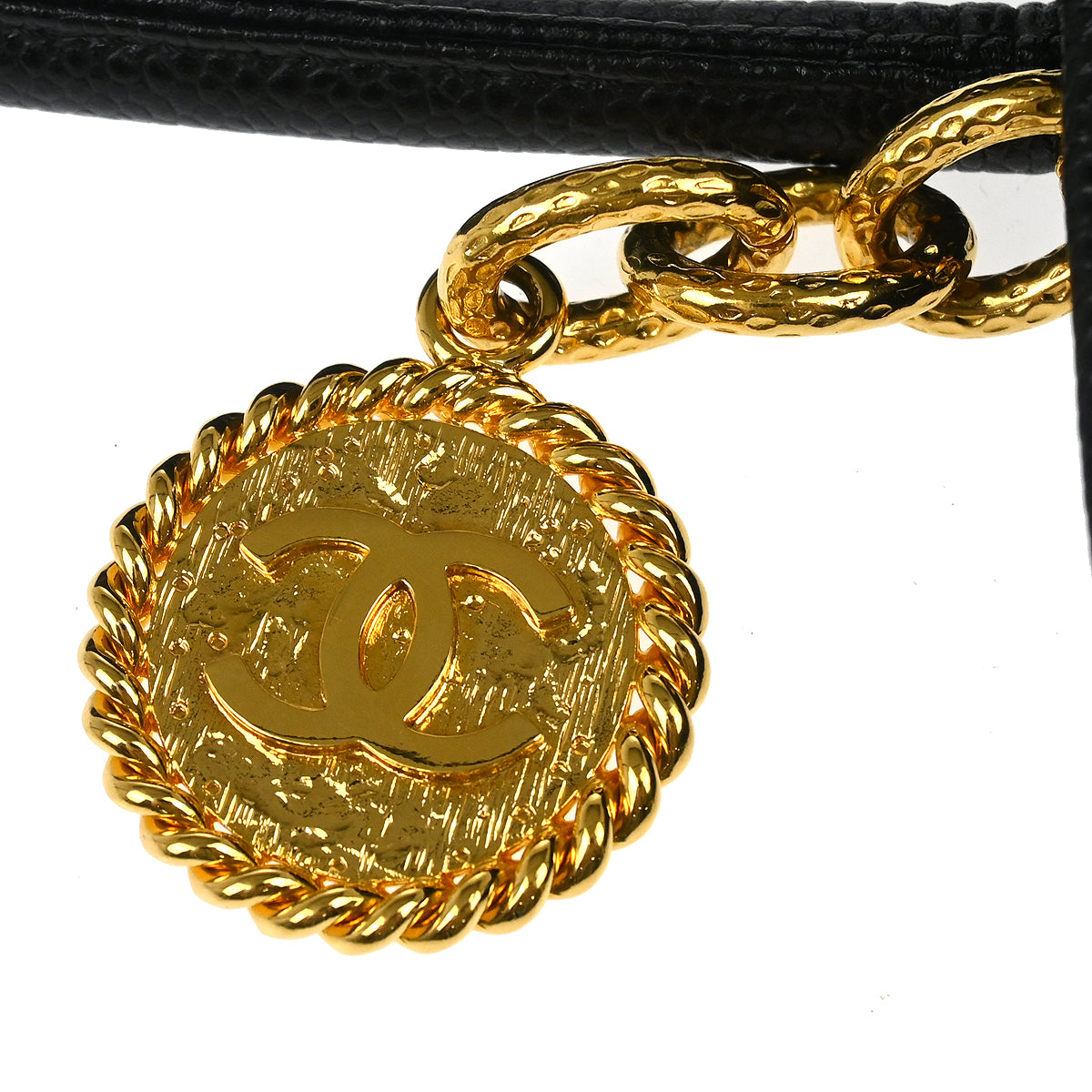 Chanel Black Caviar Medallion Tote Handbag