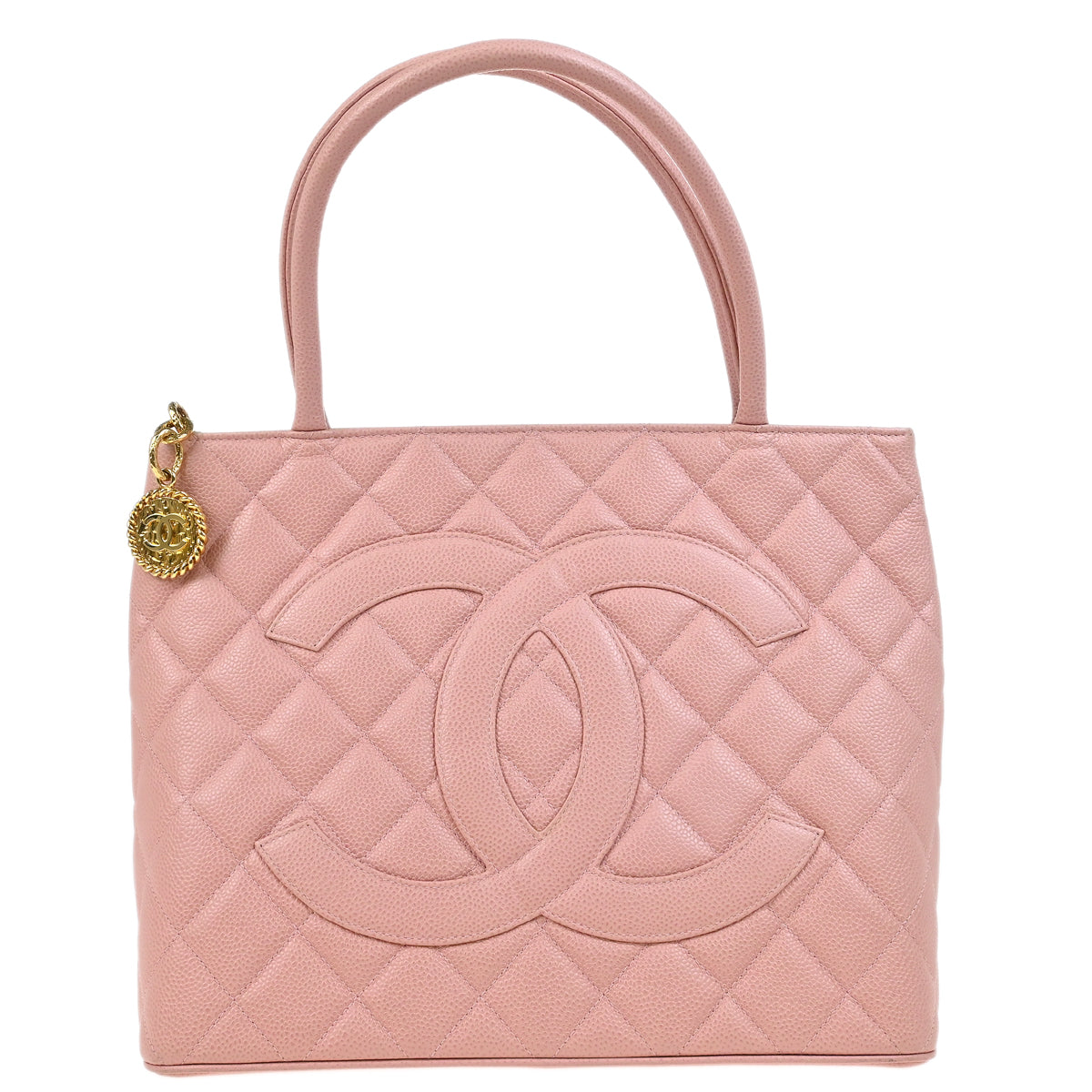 Chanel 2003-2004 Pink Caviar Medallion Tote Handbag