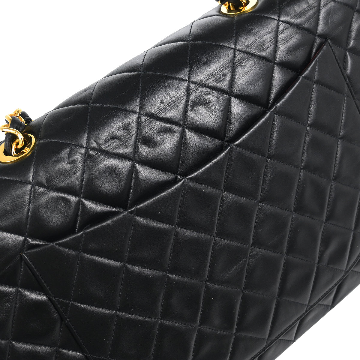 Chanel 1991-1994 Black Lambskin Maxi Classic Flap Shoulder Bag