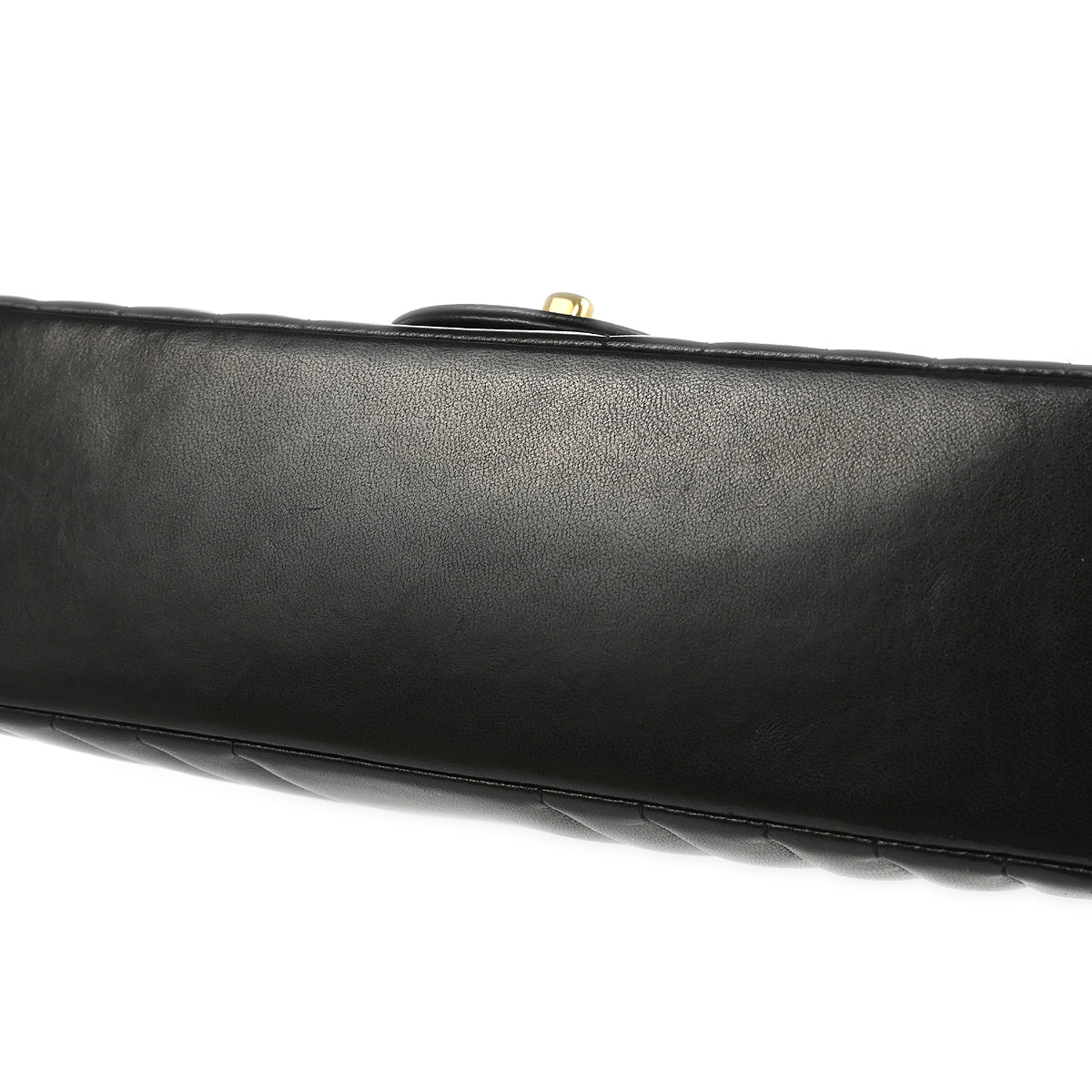 Chanel 1991-1994 Black Lambskin Vertical Stitch Single Flap Shoulder Bag