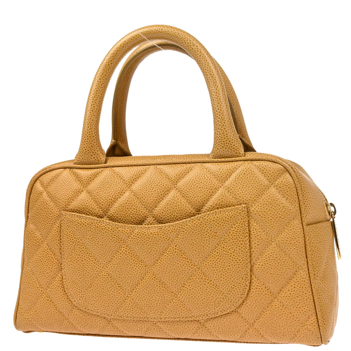 Chanel 2003-2004 Beige Caviar Bowling Bag 27