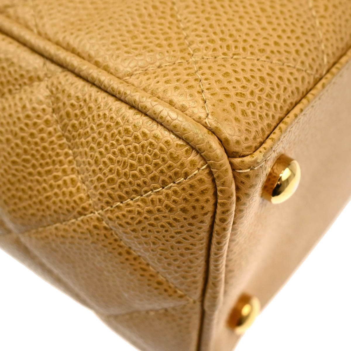 Chanel 2003-2004 Beige Caviar Bowling Bag 27