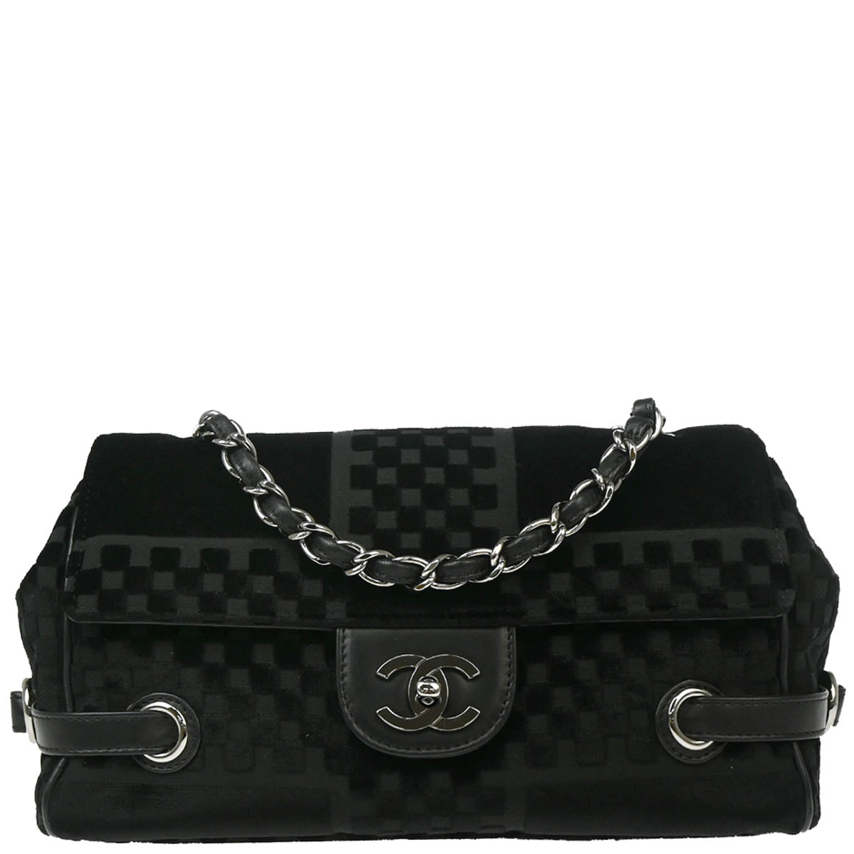 Chanel 2005-2006 Black Velvet Single Flap Shoulder Bag