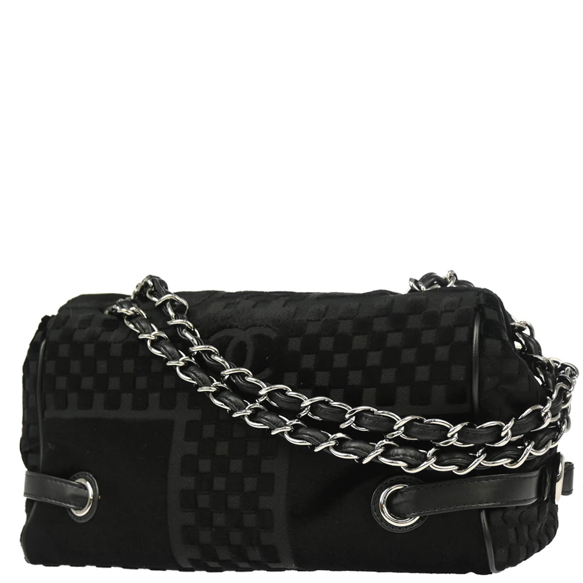 Chanel 2005-2006 Black Velvet Single Flap Shoulder Bag