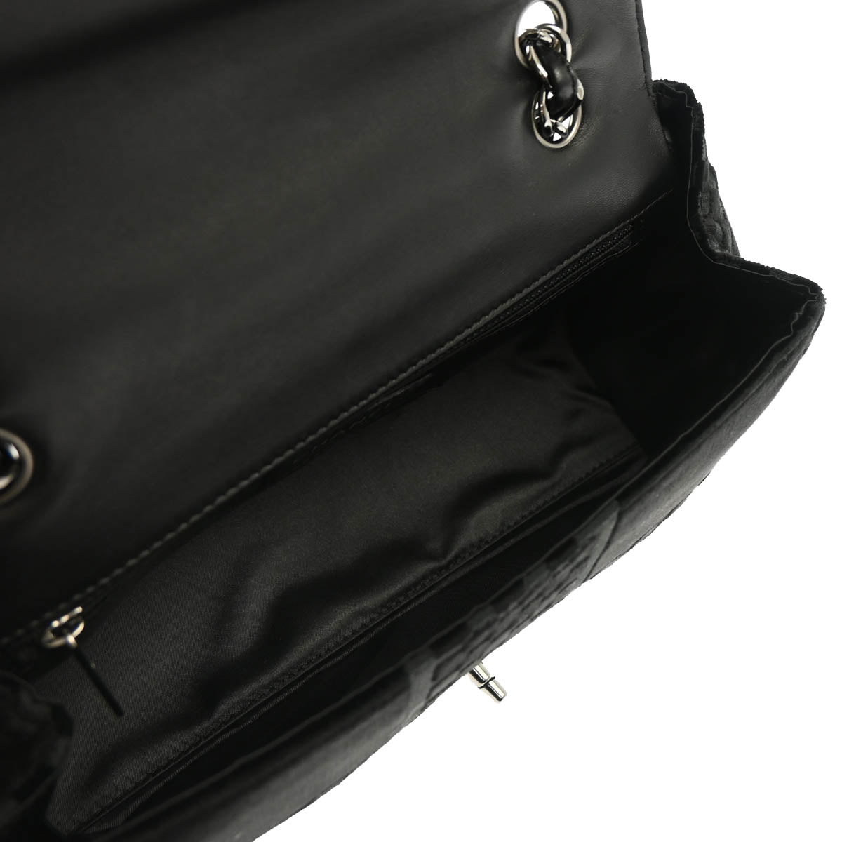 Chanel 2005-2006 Black Velvet Single Flap Shoulder Bag
