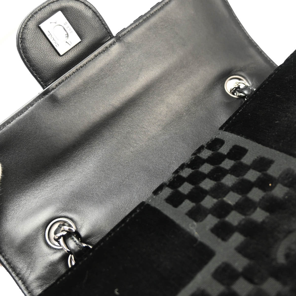 Chanel 2005-2006 Black Velvet Single Flap Shoulder Bag