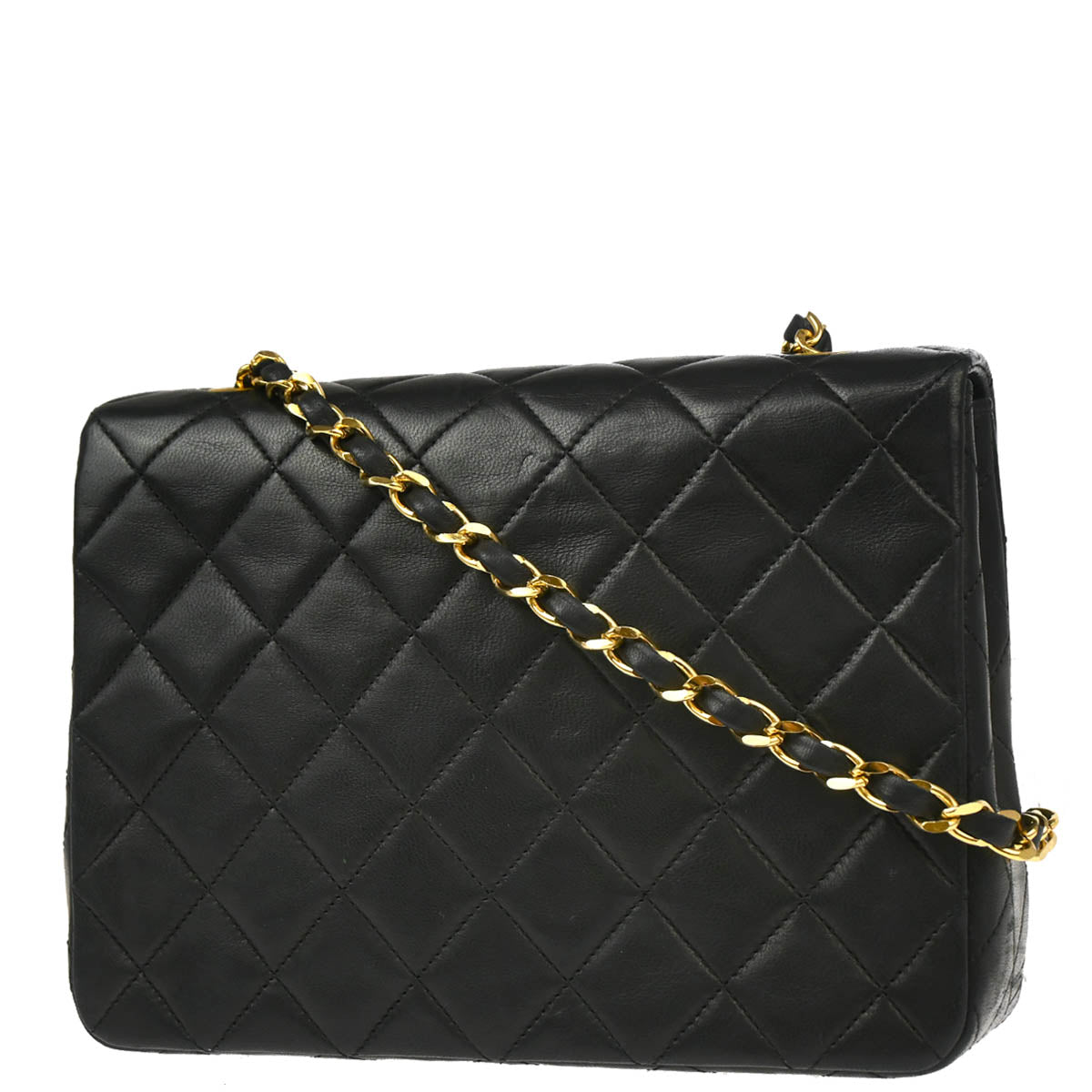 Chanel Black Lambskin Classic Square Flap Shoulder Bag 20