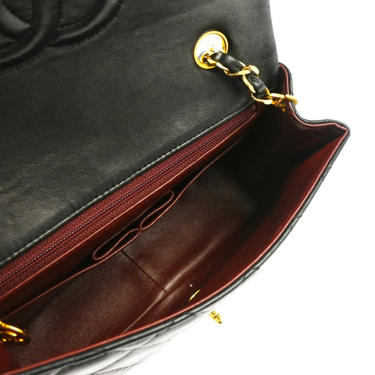 Chanel Black Lambskin Classic Square Flap Shoulder Bag 20