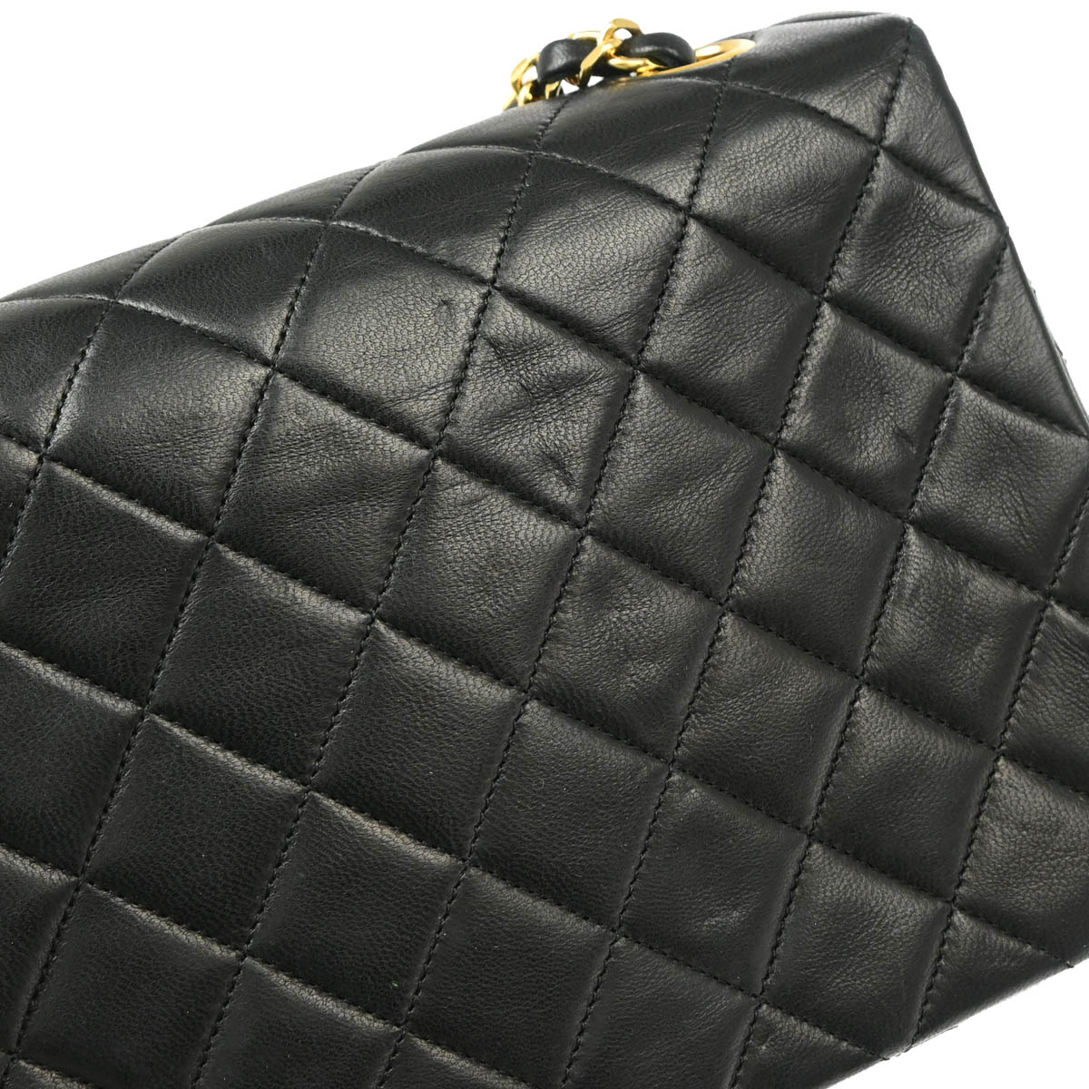 Chanel Black Lambskin Classic Square Flap Shoulder Bag 20