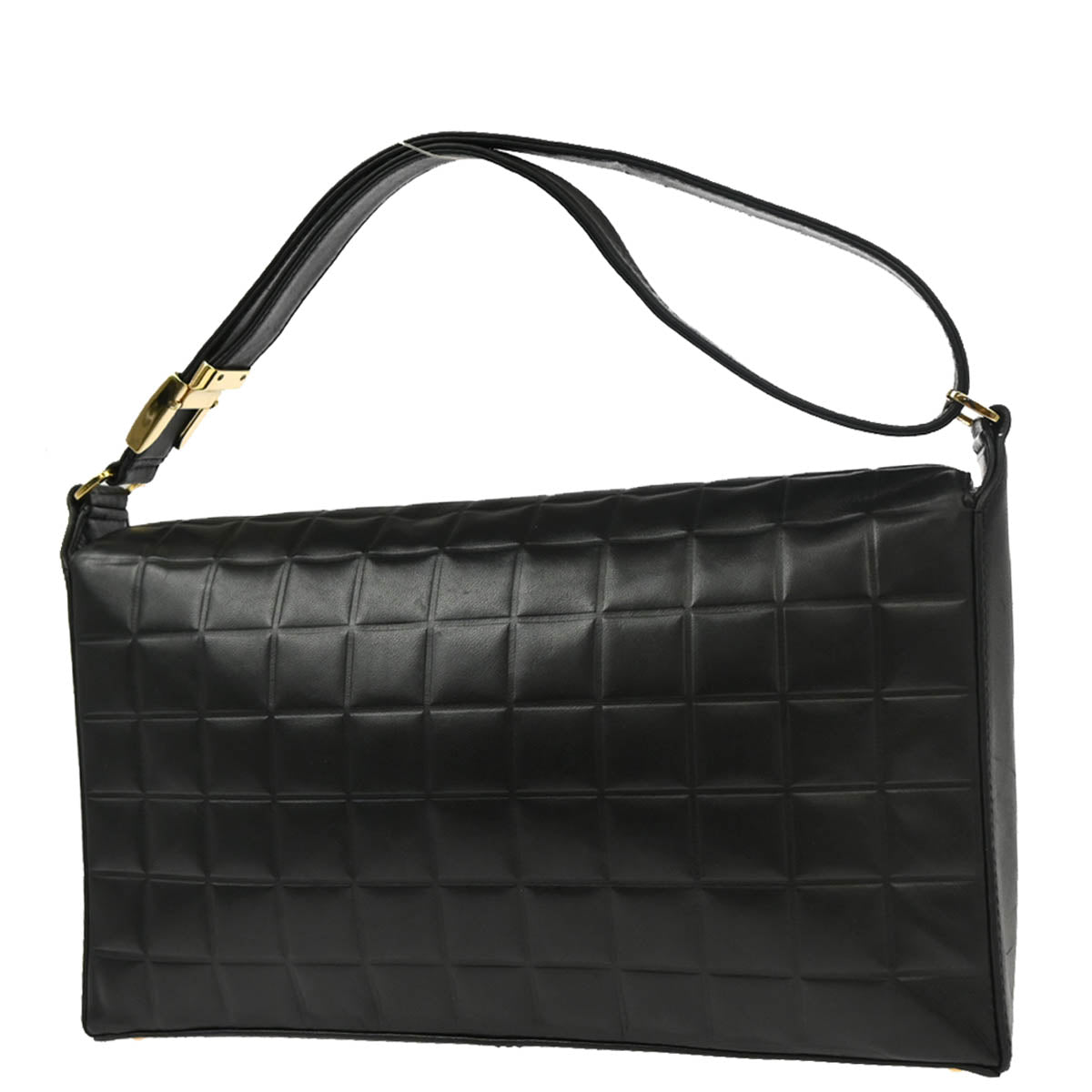 Chanel 2001-2003 Black Lambskin Choco Bar Shoulder Bag