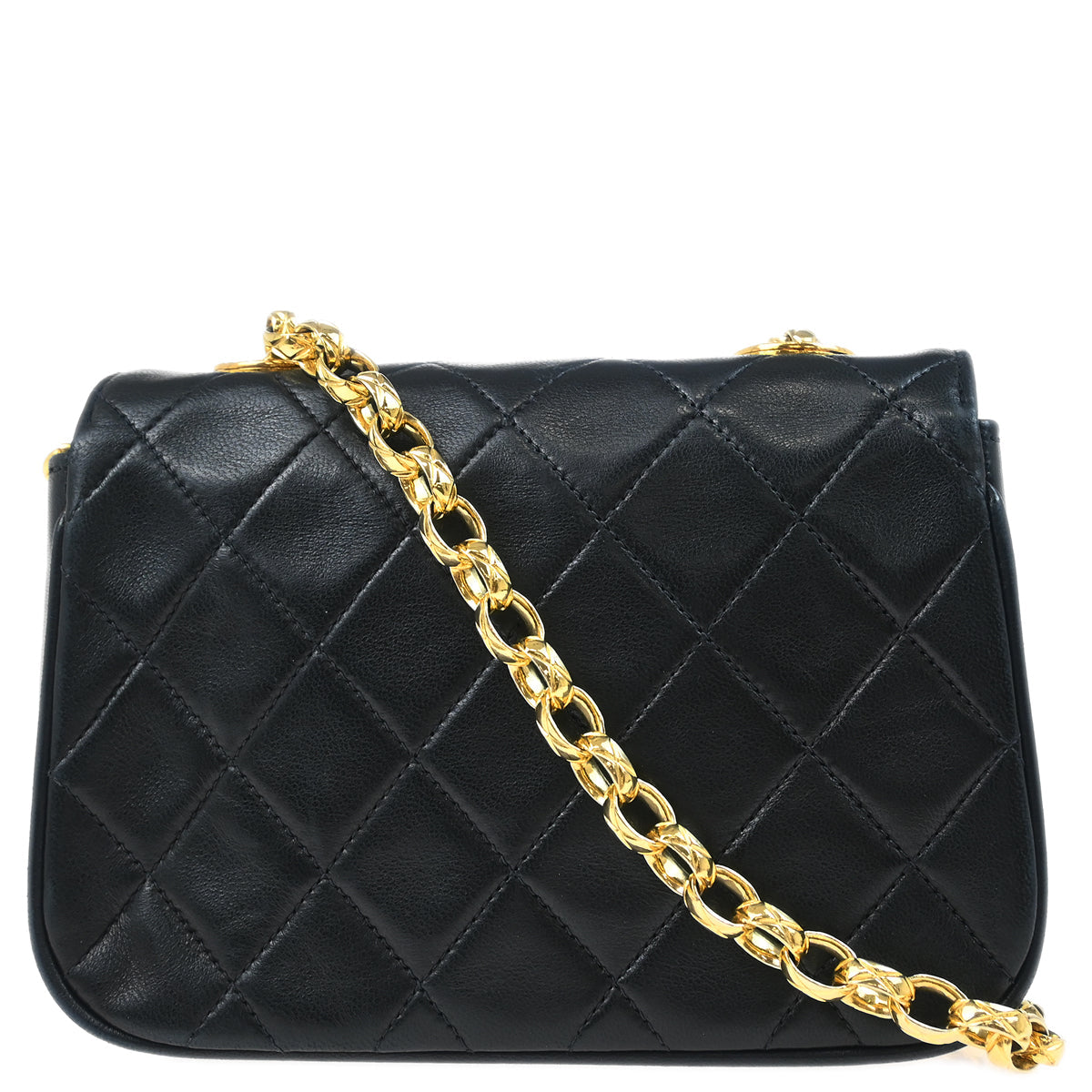 Chanel 1991-1994 Black Lambskin Flap Shoulder Bag