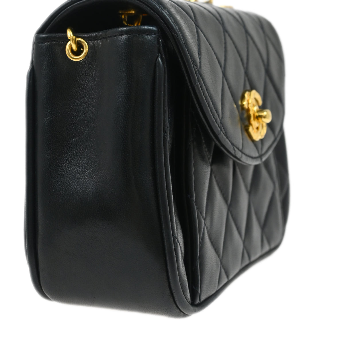Chanel 1991-1994 Black Lambskin Flap Shoulder Bag