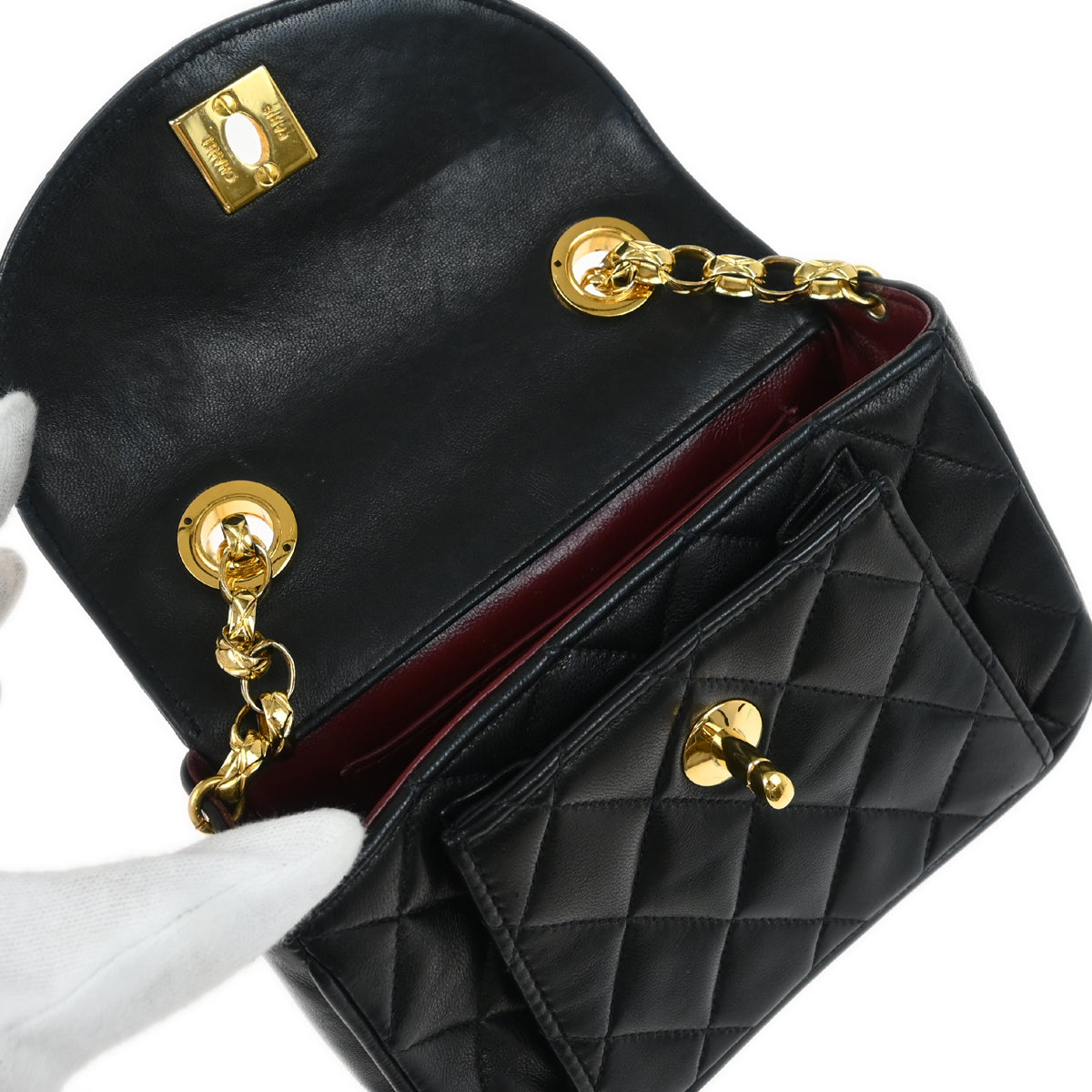 Chanel 1991-1994 Black Lambskin Flap Shoulder Bag